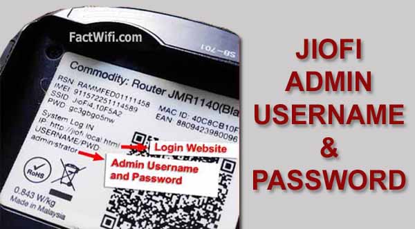 JioFi Admin Username and Password