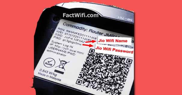 Jio Wifi device SDID and PASSWORD