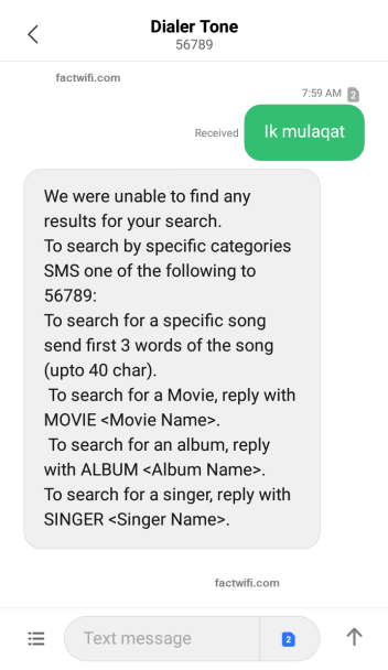 setting JioTune through SMS song not found