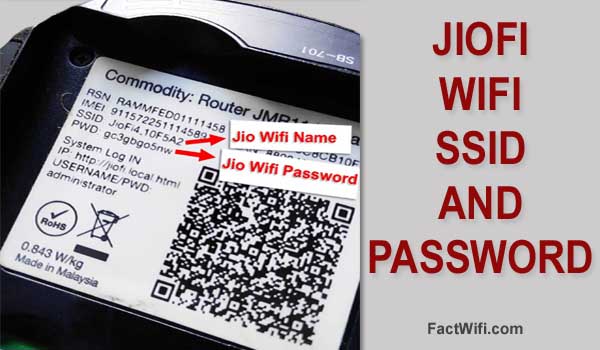 JioFi Wifi SSID and Password with text