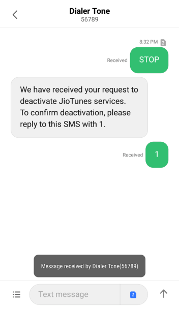 Deactivate JioTune Step-2