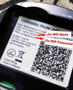 SSID and Password for JioFi
