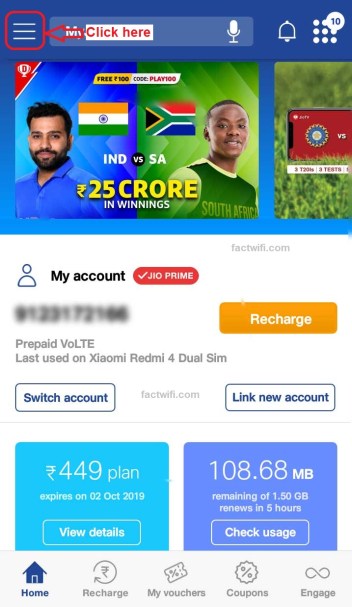 setting JioTune through MyJio app step-1