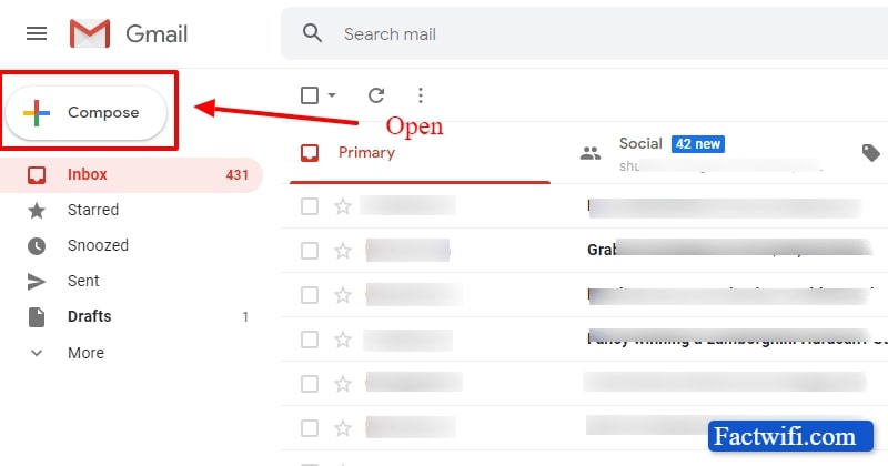 Click on compose button in the left side corner Click on compose button in the left side corner