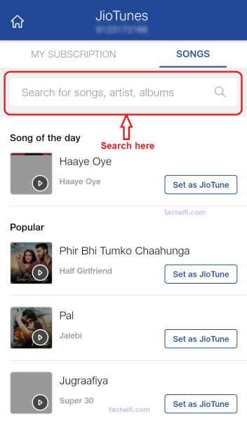 setting JioTune through MyJio app Step-3