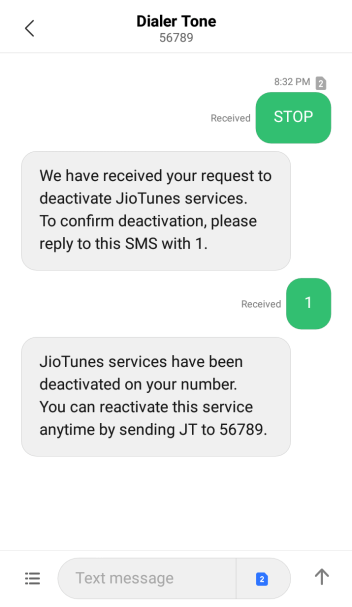 Deactivate JioTune Step-3