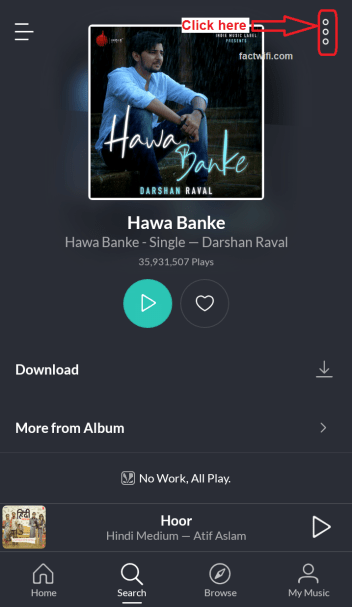 setting JioTune through JioSaavn app Step-3