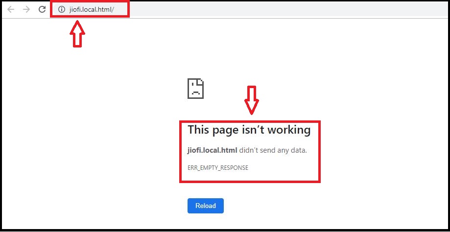 Show error when visit website without Jio Wifi connection